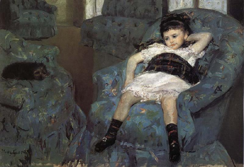 Mary Cassatt The little girl in the blue Sofa Germany oil painting art